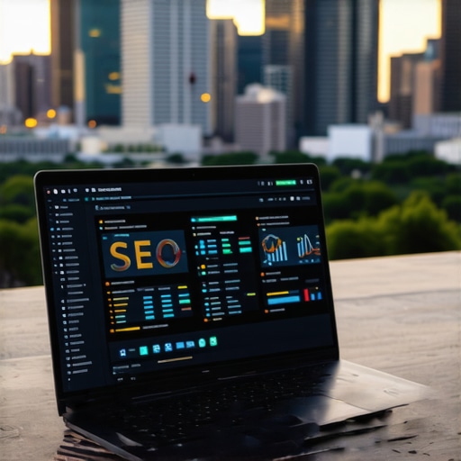 Business professional analyzing local SEO data with Baton Rouge cityscape