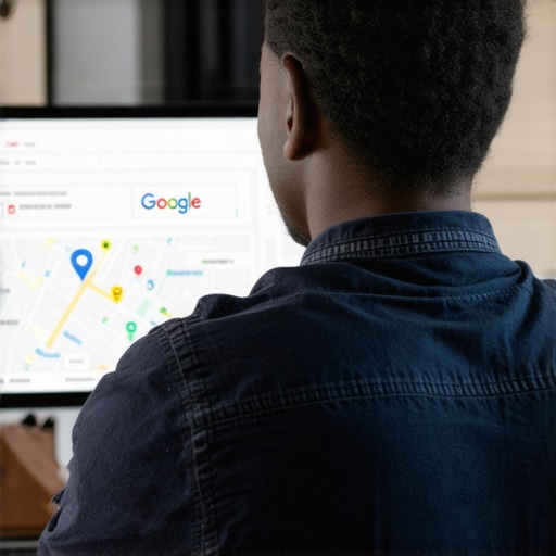 Expert analyzing Google Maps rankings on a laptop.