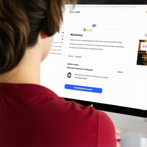 Business owner working on Google My Business profile on a laptop