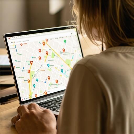 Person analyzing local maps and SEO data for Baton Rouge business