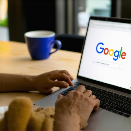 Business owner working on GMB profile on laptop for Baton Rouge local SEO