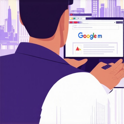 A Baton Rouge business owner editing their Google My Business listing with Louisiana landmarks behind.