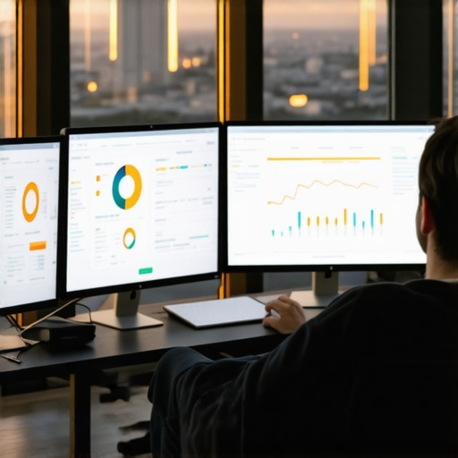 Digital marketer reviewing maps ranking data with Baton Rouge cityscape