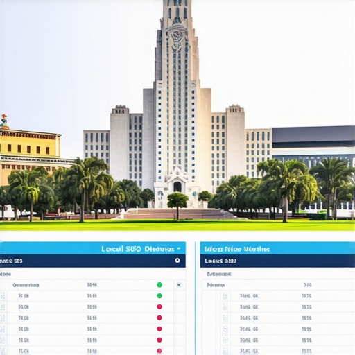 Dashboard displaying local SEO analytics with Baton Rouge landmarks